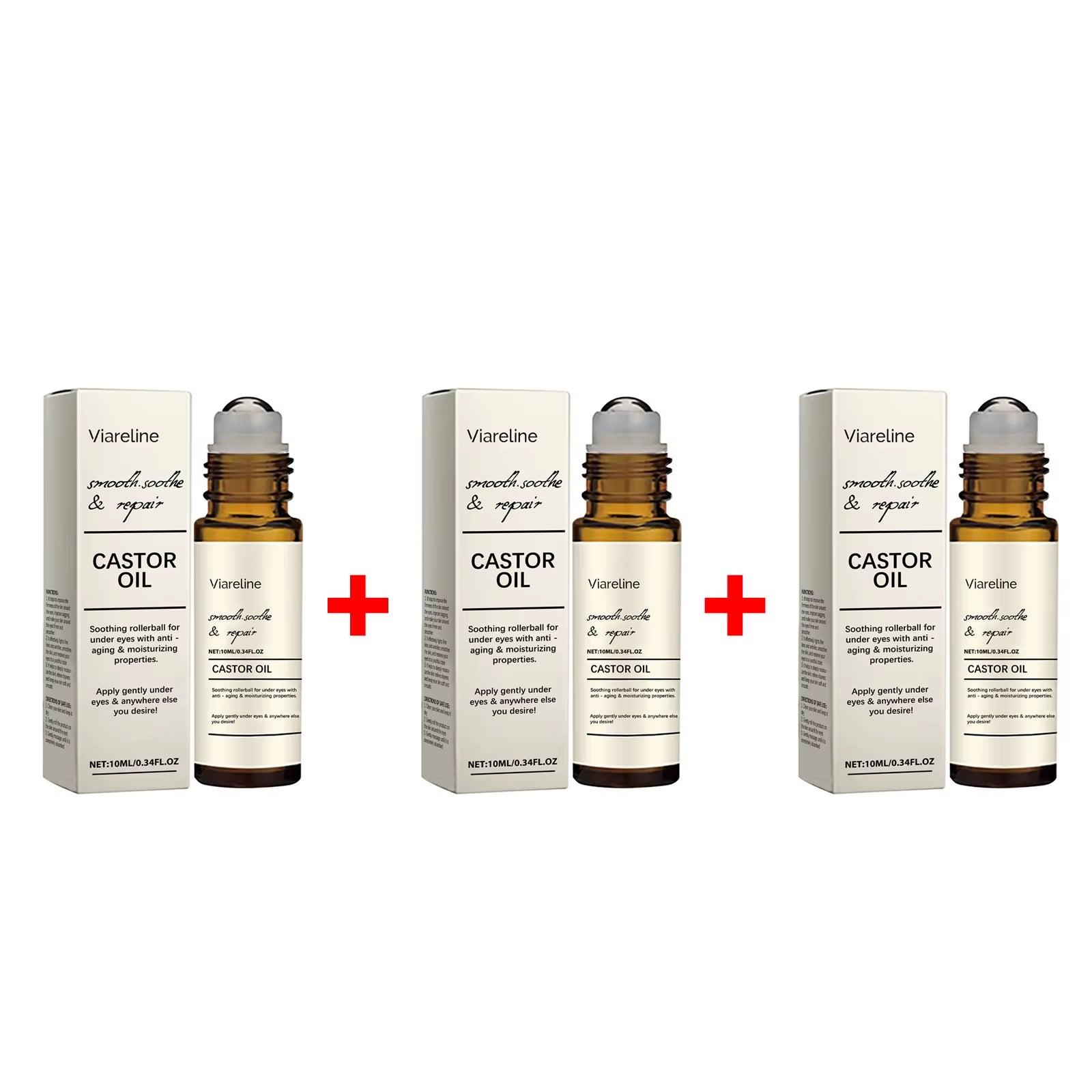 Castor Oil Eye Serum Lighten Wrinkle Remove Dark Circles Eye Bags anti Puffiness Nourish Skin Eye Lifting Firming Massage Roller