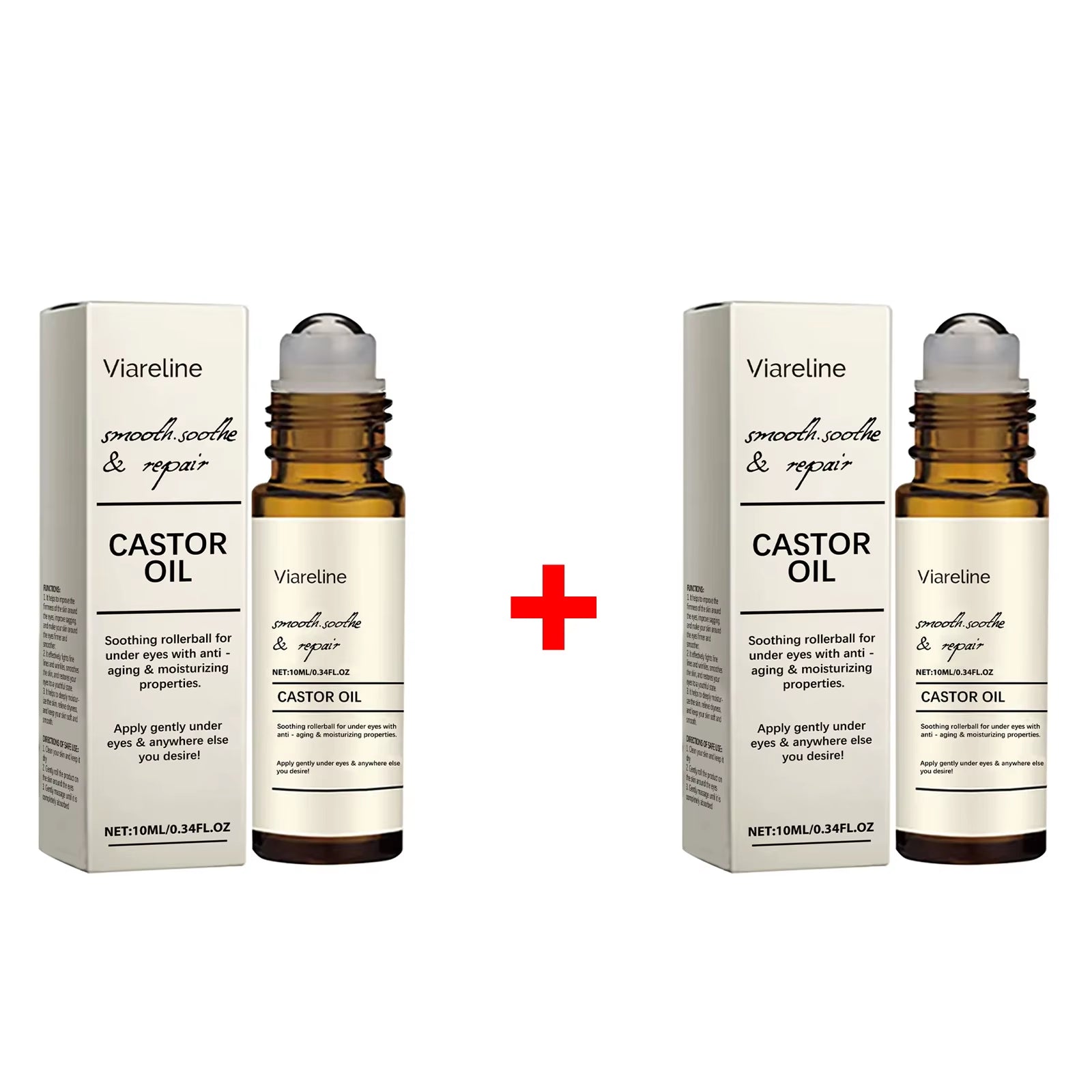 Castor Oil Eye Serum Lighten Wrinkle Remove Dark Circles Eye Bags anti Puffiness Nourish Skin Eye Lifting Firming Massage Roller