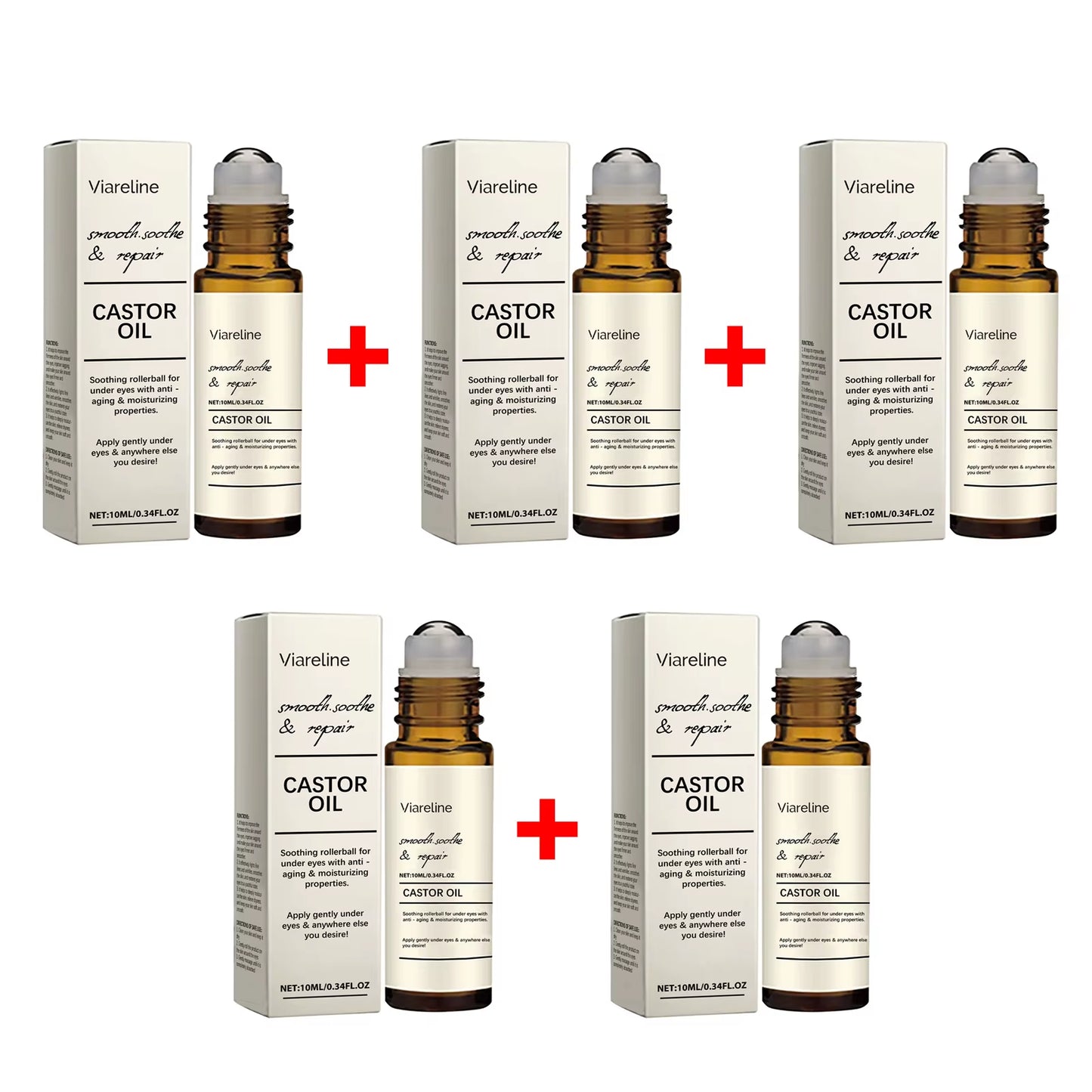 Castor Oil Eye Serum Lighten Wrinkle Remove Dark Circles Eye Bags anti Puffiness Nourish Skin Eye Lifting Firming Massage Roller