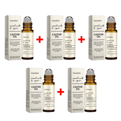 Castor Oil Eye Serum Lighten Wrinkle Remove Dark Circles Eye Bags anti Puffiness Nourish Skin Eye Lifting Firming Massage Roller